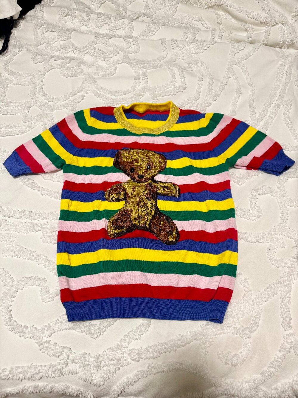 Rainbow Embroidered Teddy Bear Graphic Tee